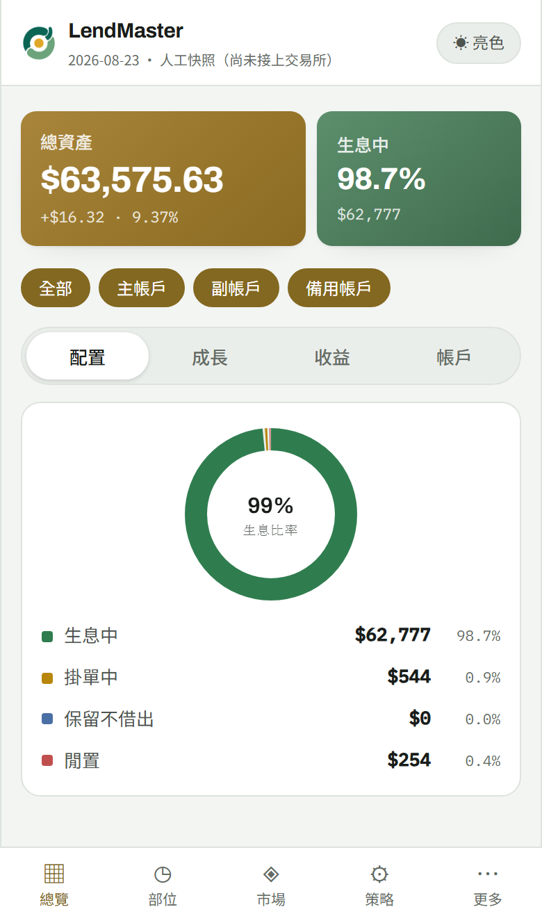手机版的资金总览画面